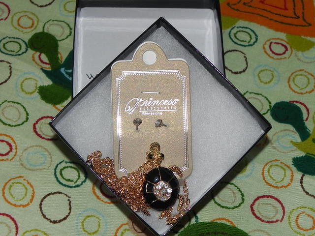 Rhinestone earrings and turtle pendant set