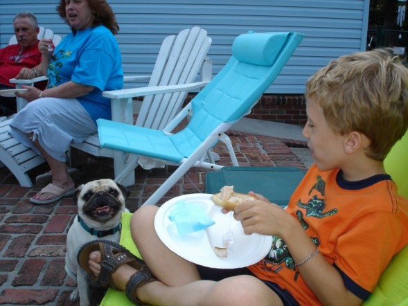 BBQ - Berney waiting for Jeremy to drop some food